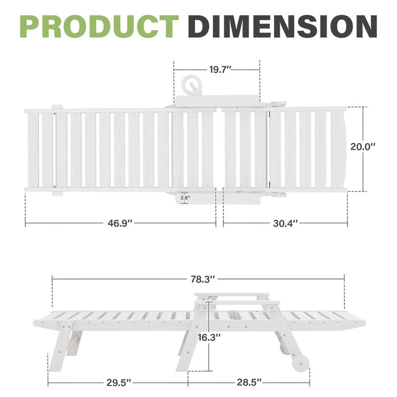 HDPE Frame Adjustable Backrest Patio Lounge Chair
