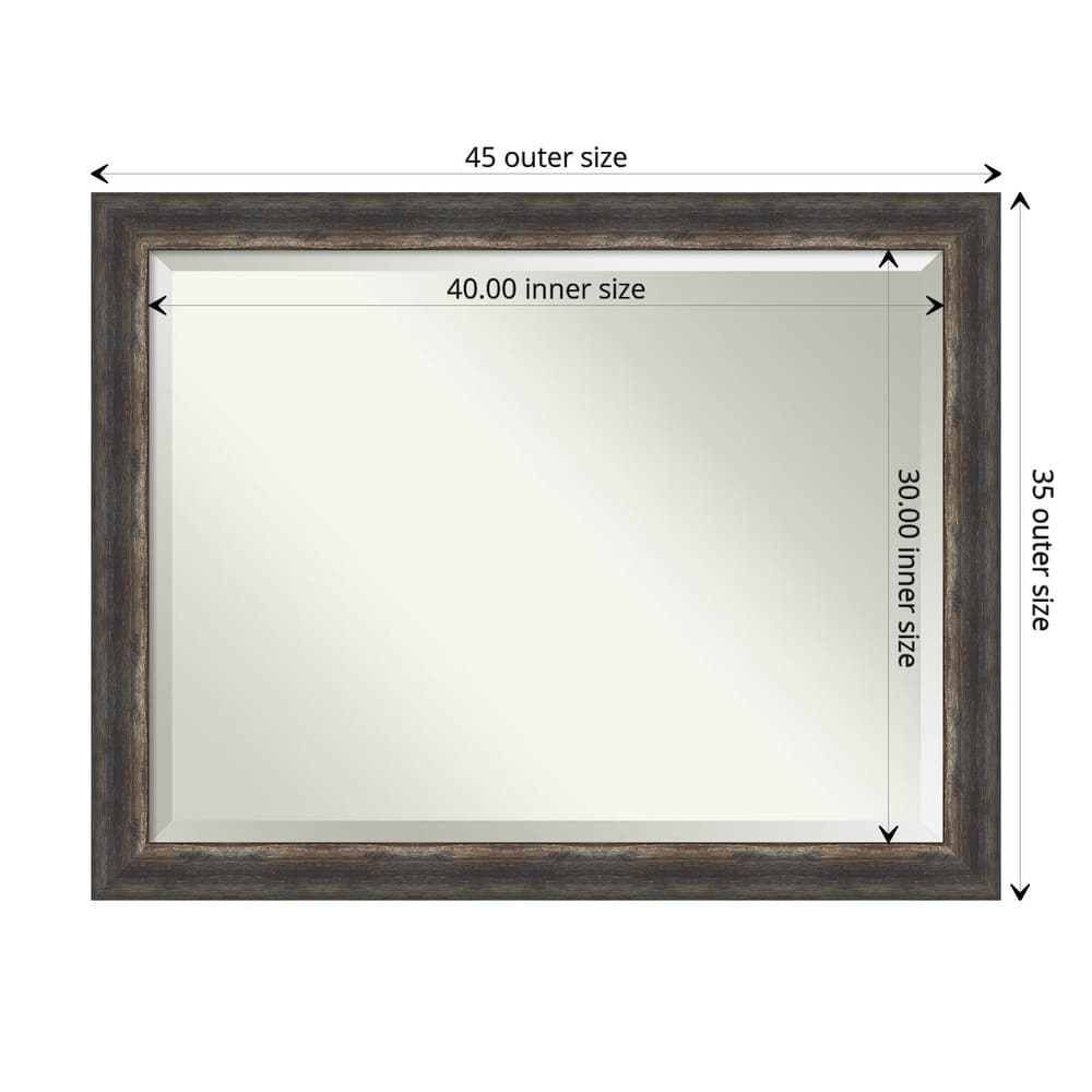Beveled Bathroom Wall Mirror - Bark Rustic Char Frame