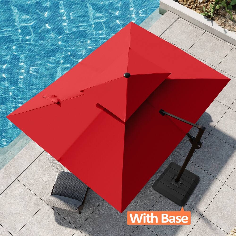 Pellebant Outdoor 9 FT x 11.5 FT Double Top Cantilever Offset Umbrella with Premium Base Stand
