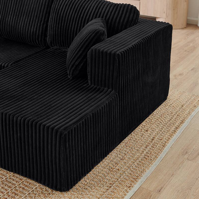 132.48" Corduroy U-Shaped Modular Sectional Sofa with Sleeper