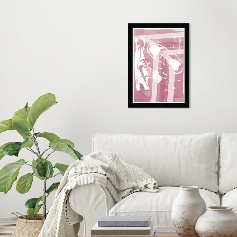 Wynwood Studio Prints Fashion and Glam 40503 Pink Sneaker Abstract Pink and Modern & Contemporary Wall Art Canvas Print - Black