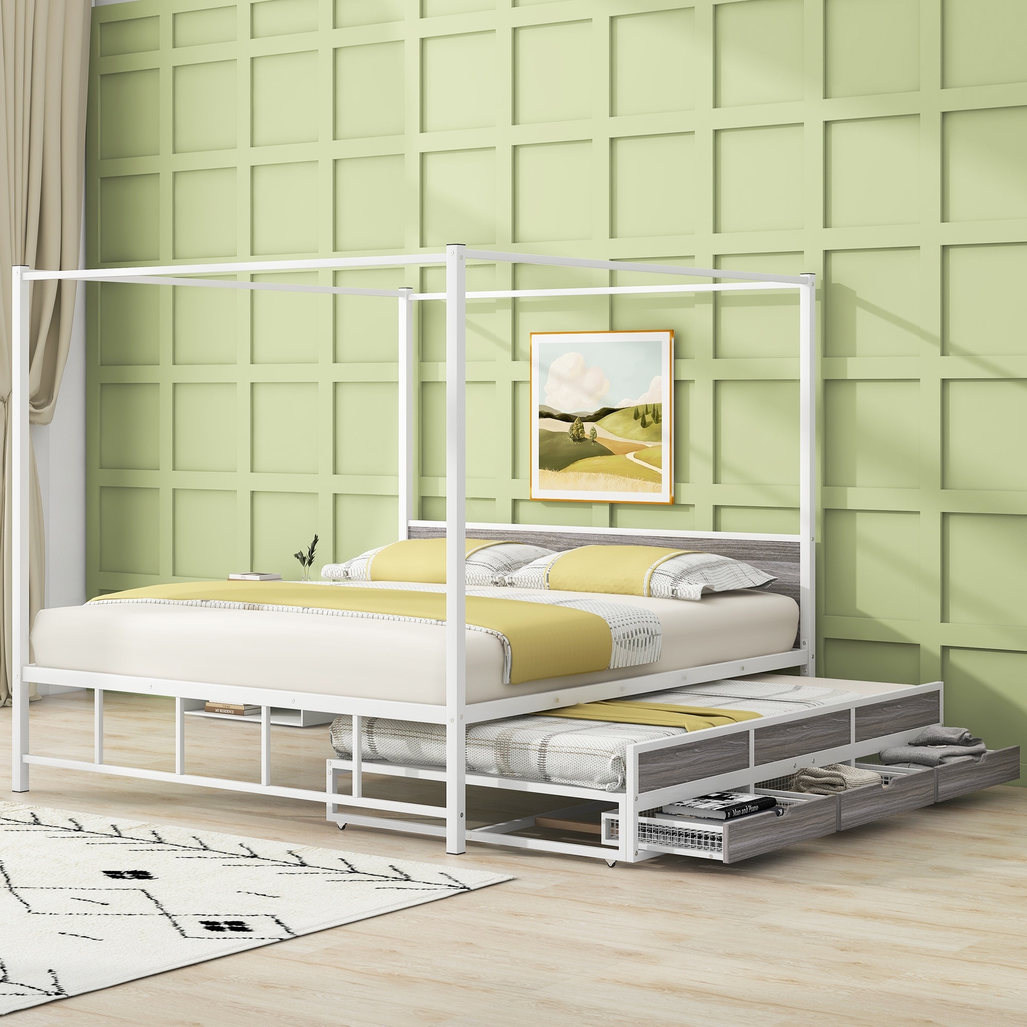 Canopy queen sales bunk bed