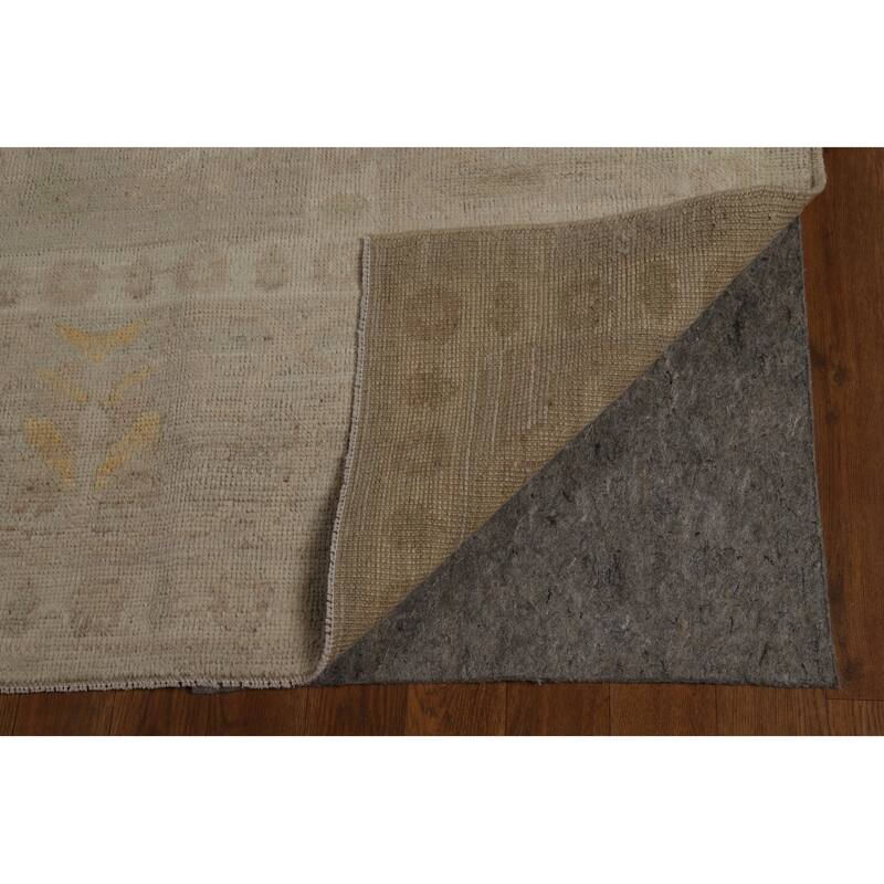 Vegetable Dye Oushak Turkish Rug Hand-Knotted Floral Wool Carpet - 8'5" x 9'10"