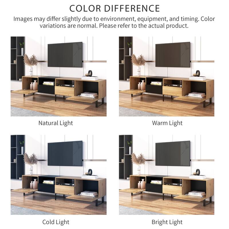 74" TV Stand with Drop-Down Door & Storage for TVs Up to 85"