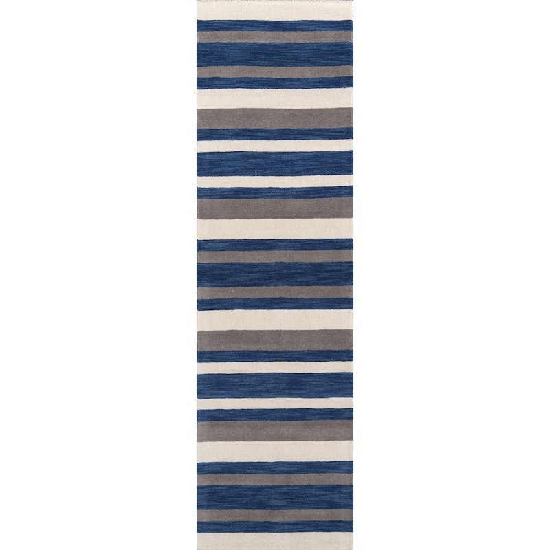 Momeni Metro Hand Tufted Wool Contemporary Striped Area Rug - 2'3" x 8' Runner - Runner/Rectangle