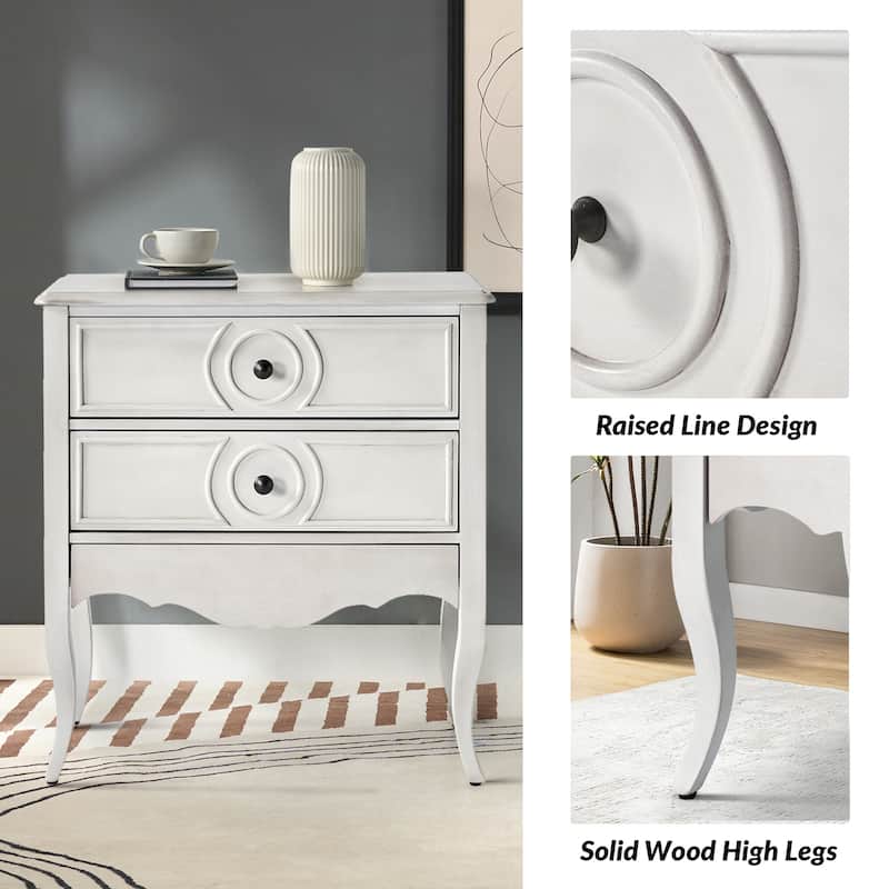 Sidney Traditional 3-Drawer Nightstand with Built-In Outlets and USB by HULALA HOME