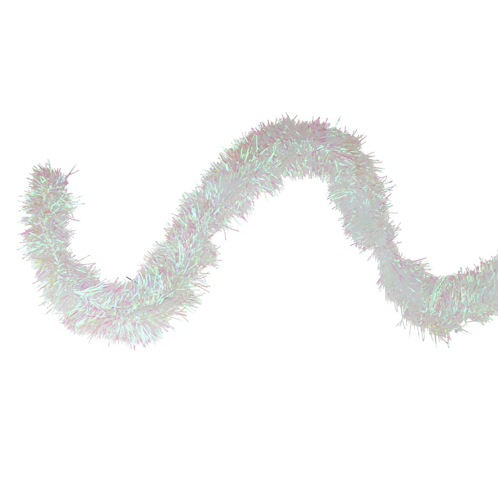 Iridescent Tinsel Commercial Christmas Garland 50' x 4" White Unlit