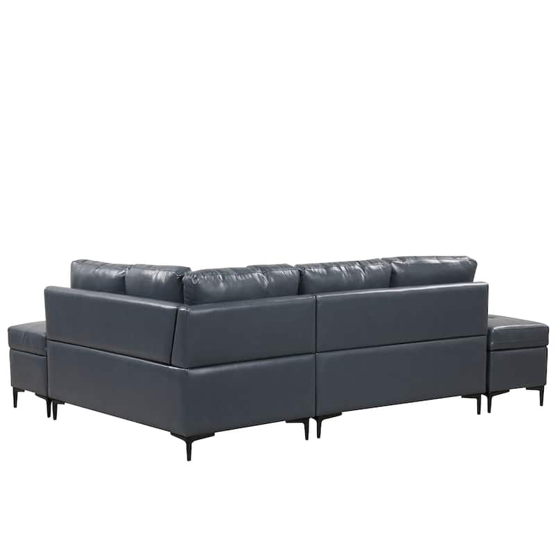 L-Shape Pu Leather Sectional Sofa Living Room Furniture Set - On Sale ...