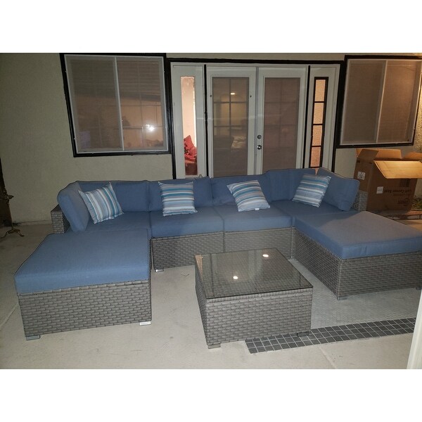 Top Product Reviews For Cosiest 7 Piece Outdoor Furniture Wicker Sectional Sofa With Cushions 31483095 Overstock
