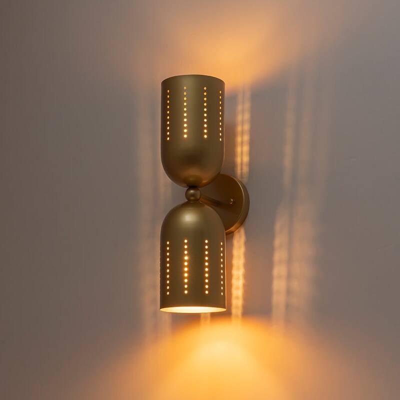 Mid-Century Metal Dual Cone Up and Down Vanity Wall Light