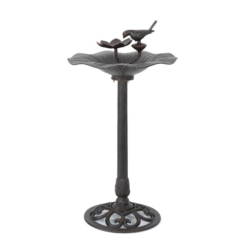 Roomfitters Lancaster Outdoor Aluminum and Iron Top Bird Bath with Stable Iron Base, Bronze