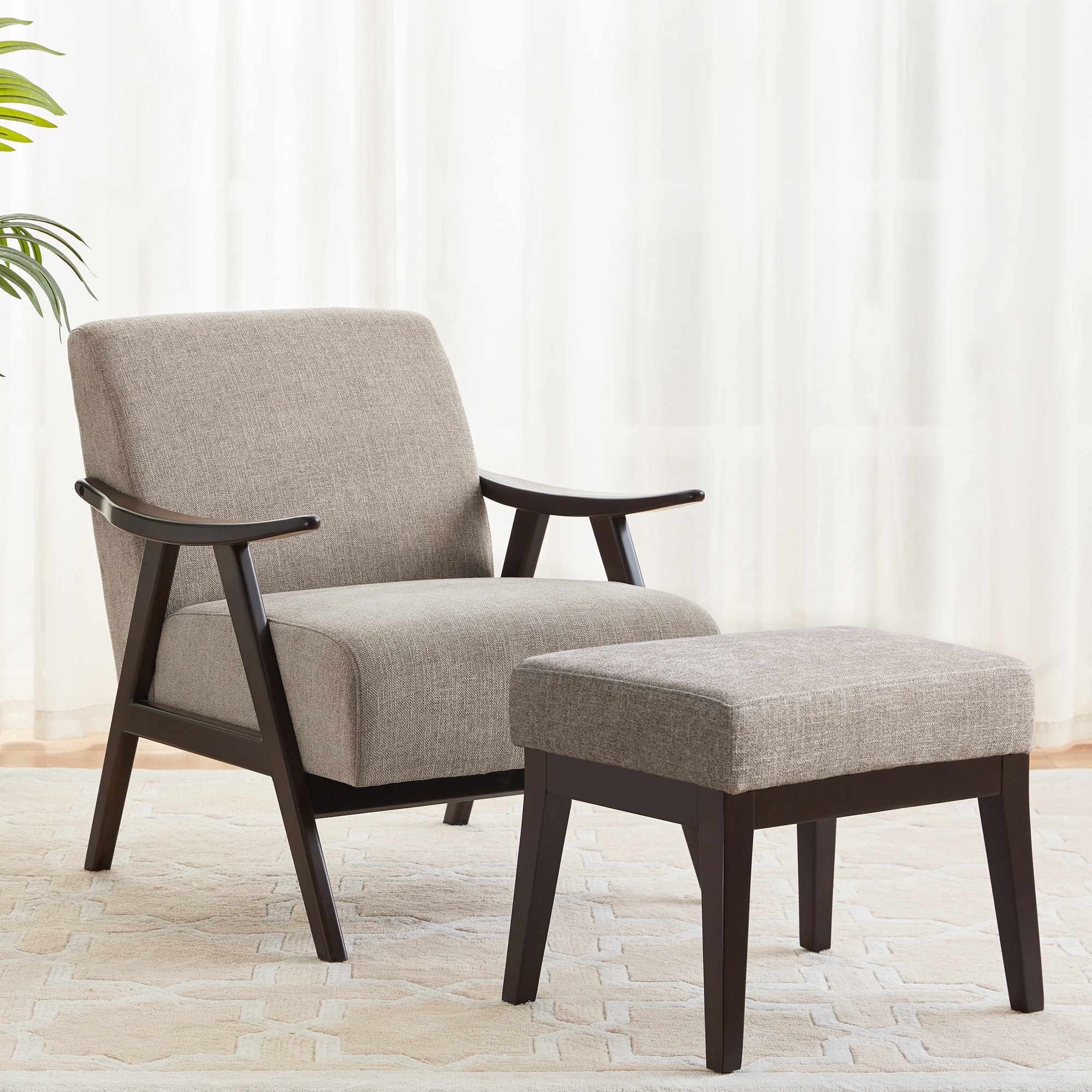 Mid century new arrivals armchair with ottoman