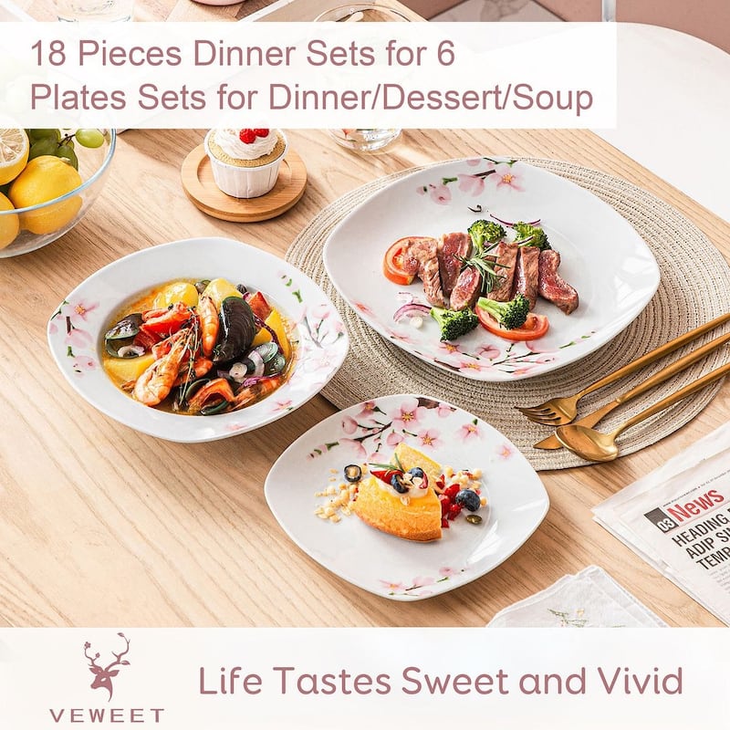 VEWEET Annie Flower Dinnerware Set (Service for 6)