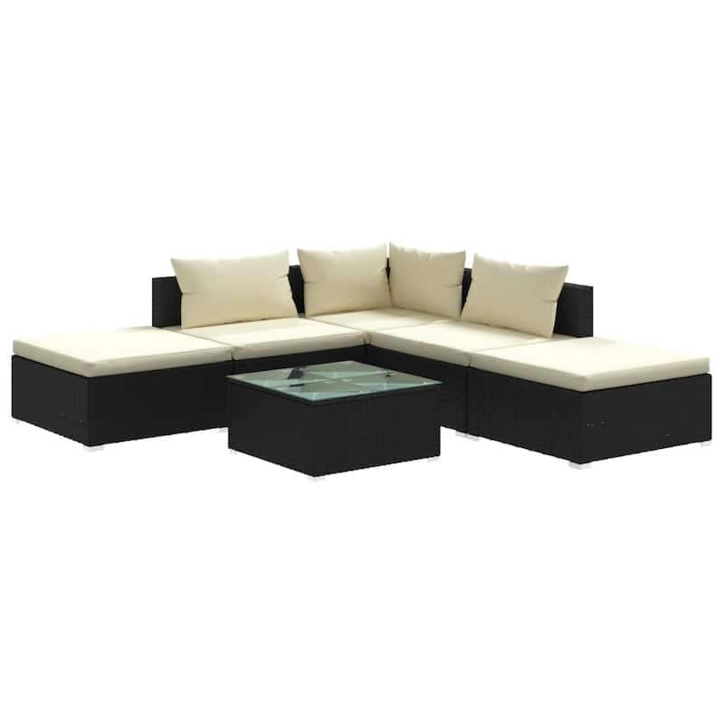 vidaXL Patio Lounge Set Outdoor Sectional Sofa Set Table Garden Poly Rattan