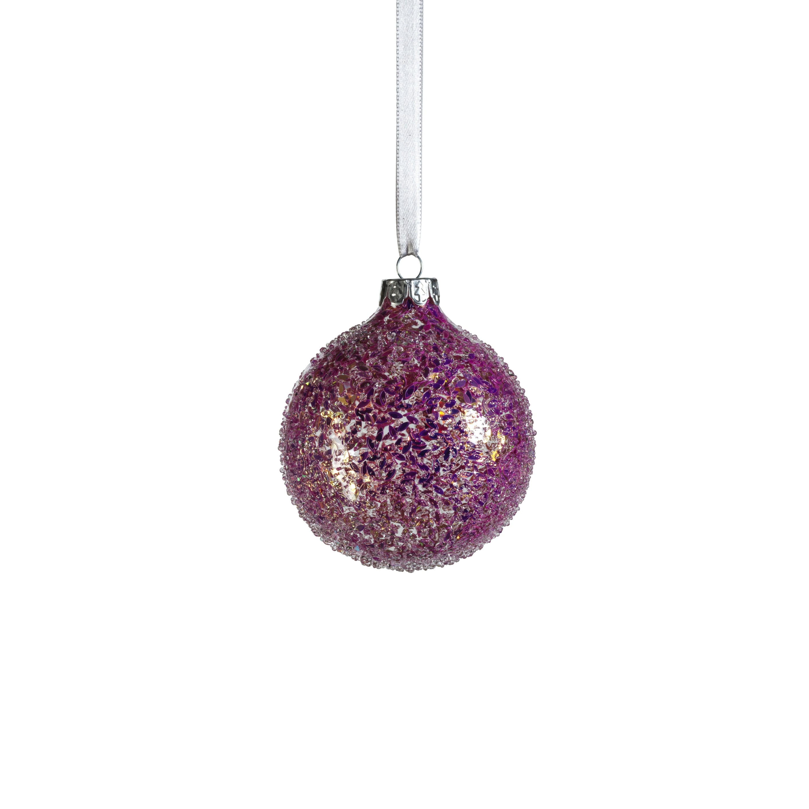 3.25" Multi-Pink Confetti Glass Ball Ornaments, Set of 6