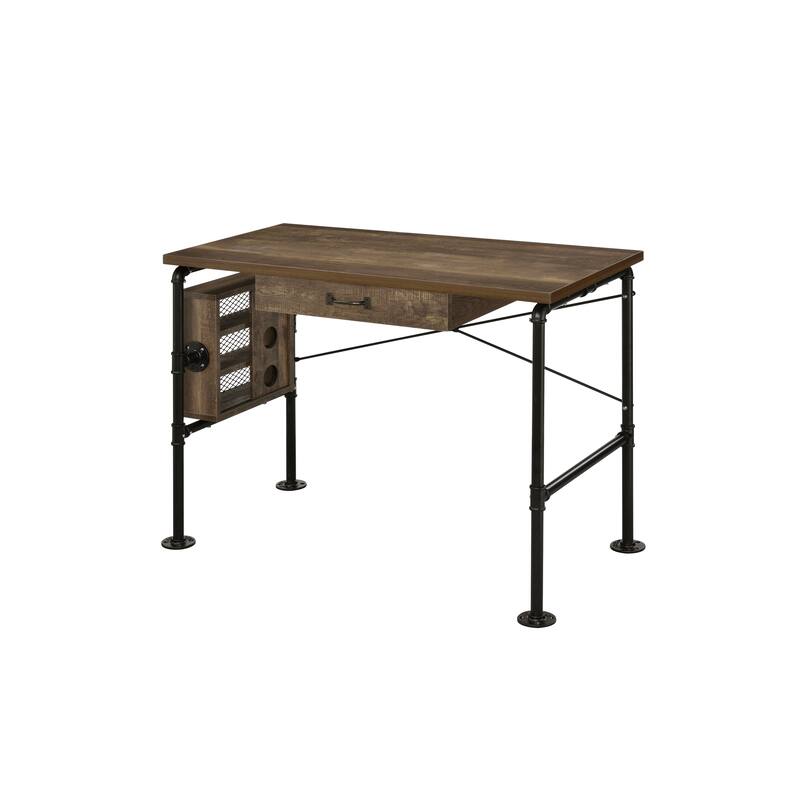 Versatile Weathered Oak Writing Desk with Efficient Storage Options