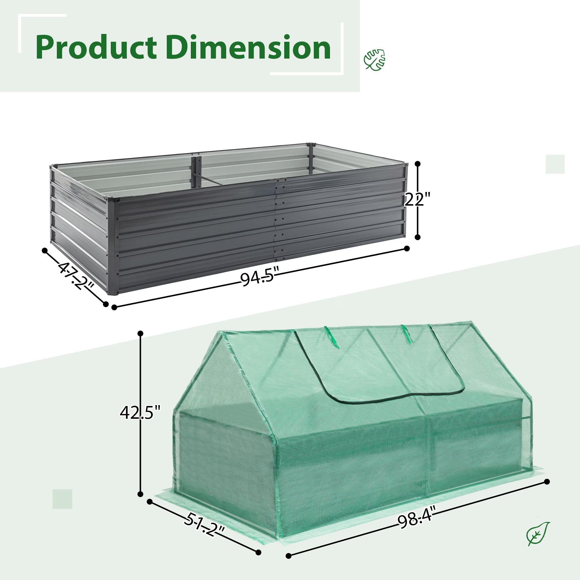 8X4X2 ft Outdoor Raised Planter with 2 Zipper Screens Cover for