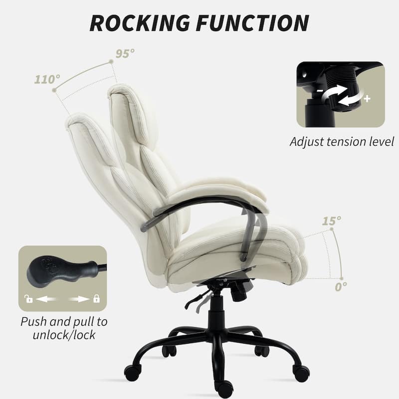 Vinsetto Big and Tall Executive Office Chair High Back Computer Desk Chair Ergonomic Swivel Chair with Linen Fabric