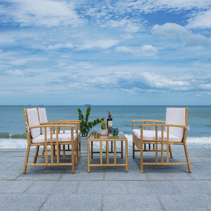 SAFAVIEH Outdoor Jeta 4-Piece Wicker Living Set - 43W x 31D x 26H