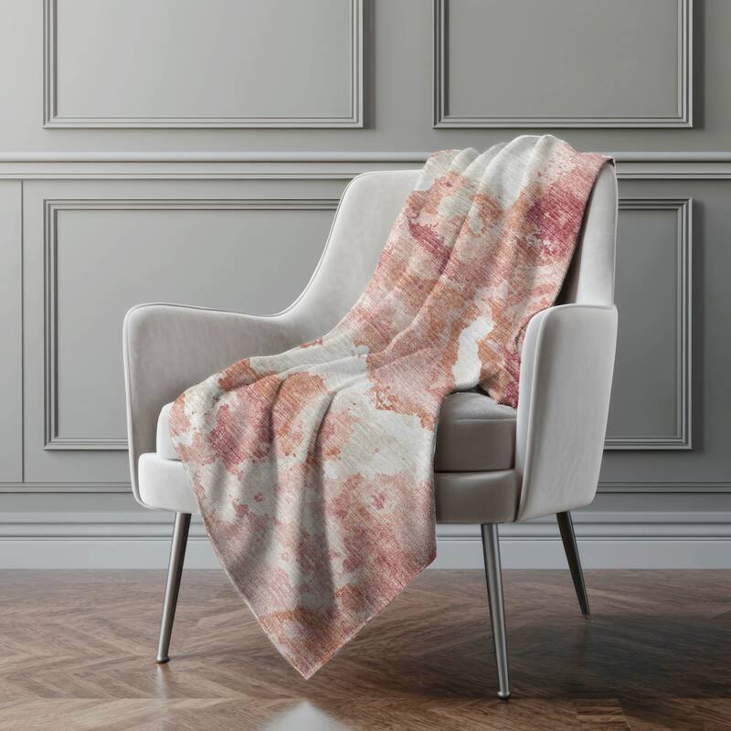 Premium Machine Washable ASB67 Modern Watercolor Sherpa Throw Blanket