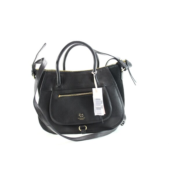 Radley London New Black Gold Satchel Leather Zip Top Handbag Purse Radley London New Black Gold Satchel Leather Zip Top Handbag Purse