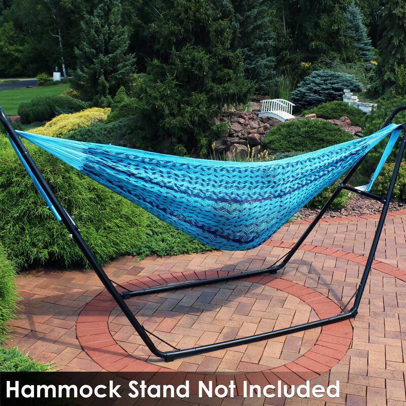 Mayan Family Hammock XXL Blue Handwoven Thick Cord - 880-lb. Capacity
