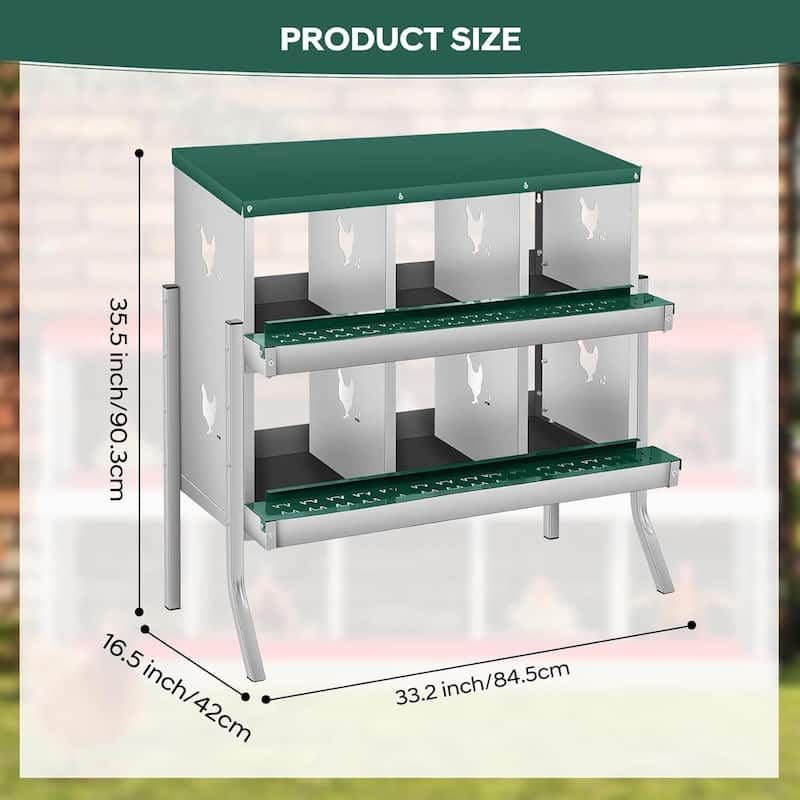 6 Compartment Nesting Box, Chicken Laying Box, with Bracket Legs