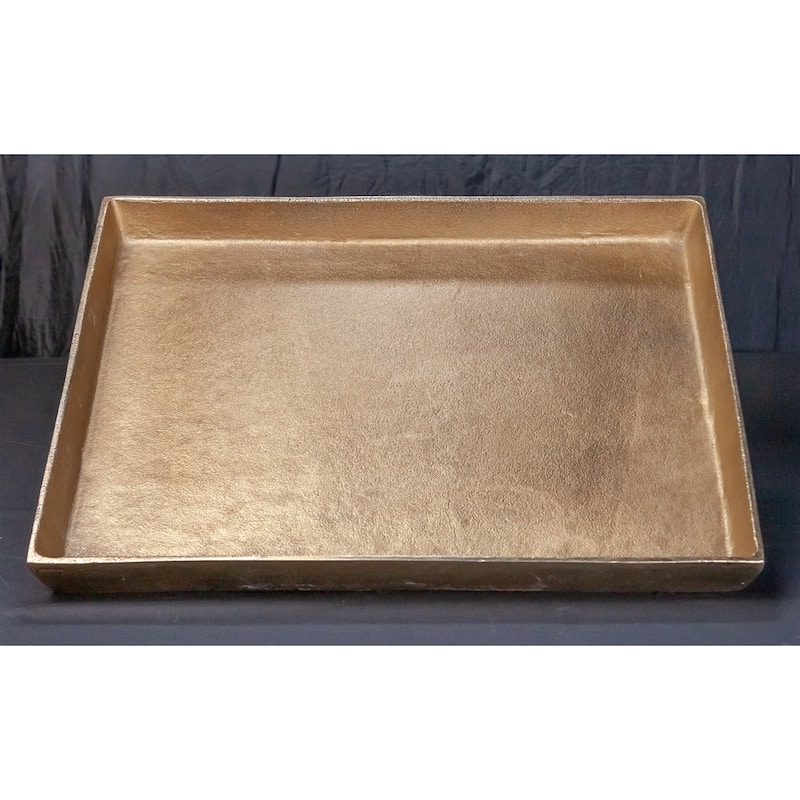 Sm. Cast Aluminum Rectangle Tray Brass Antique
