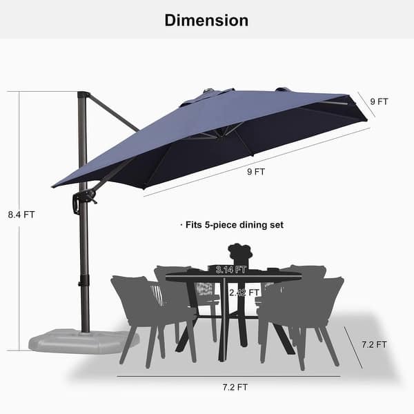 11ft rectangular patio umbrella Crestlive Products 11-ft Aluminum Tan Slide-tilt Cantilever Patio Umbrella  with Lights with Base in the Patio Umbrellas department at Lowes.com