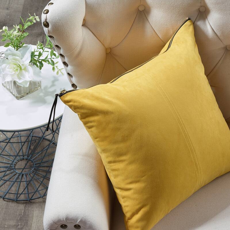 Suede 2 Piece Pillow Shell Set with Big Zipper, NO INSERT