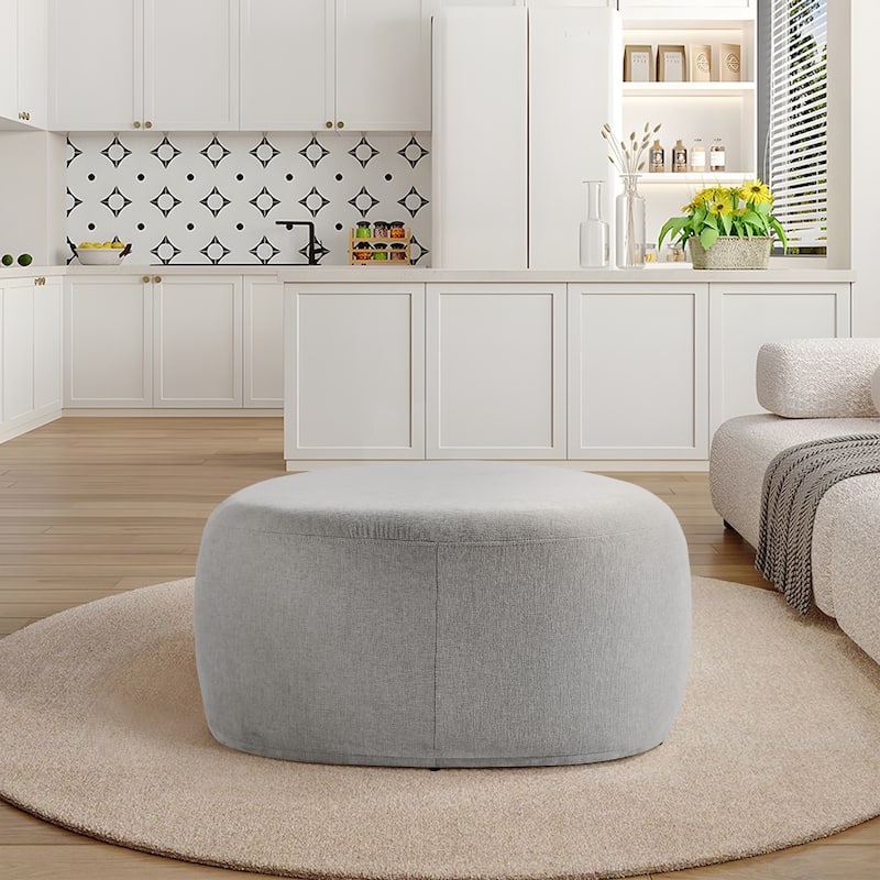 Leon 43" W Modern Oversized Chenille Triangular Cheese Ottoman