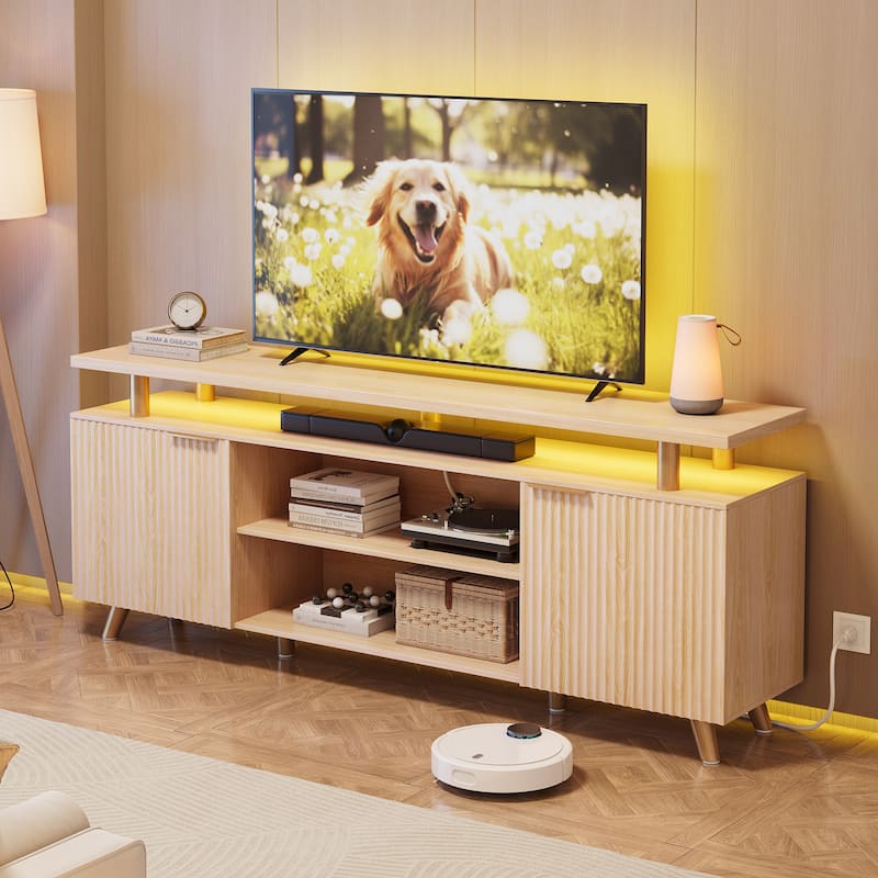 TV Stand for TVs up to 65" with LED Lights & Power Outlets
