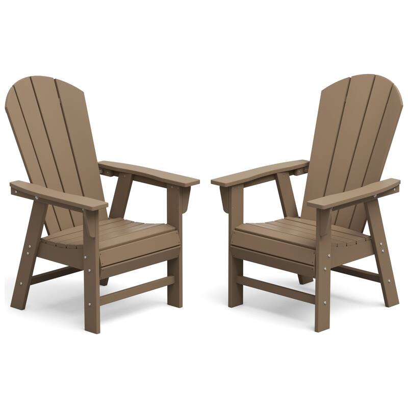 Polytrends Laguna Casual Upright Adirondack Chair (Set of 2) - Weathered Wood