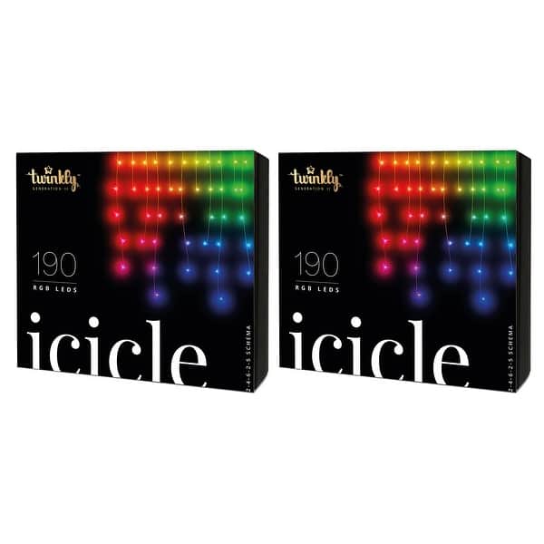 Twinkly 190 LED RGB Multicolor 16x2 ft Icicle Lights, Bluetooth Wifi
