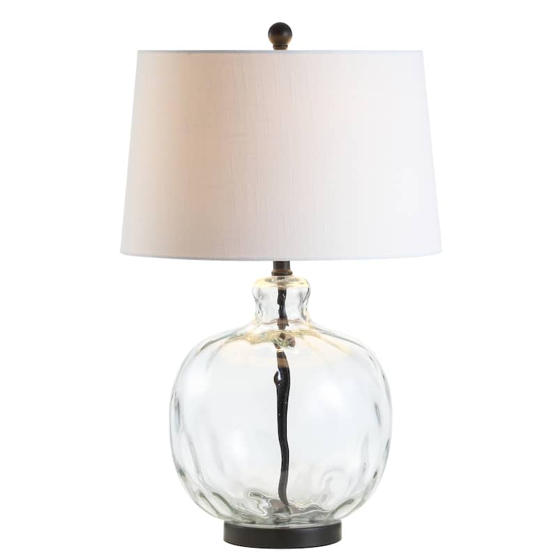 Lavelle 26.5" Glass/Metal LED Table Lamp, Clear/Black by JONATHAN Y