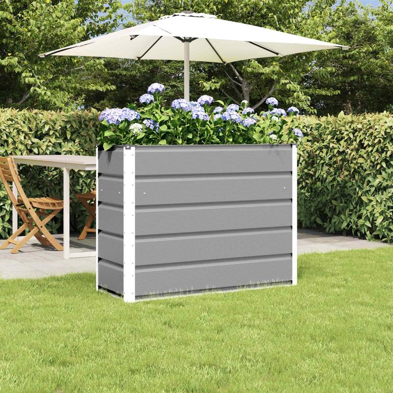 vidaXL Planter in Steel - 39.37 x 15.75 x 17.72" - Grey - 39.37 x 15.75 x 29.53 in