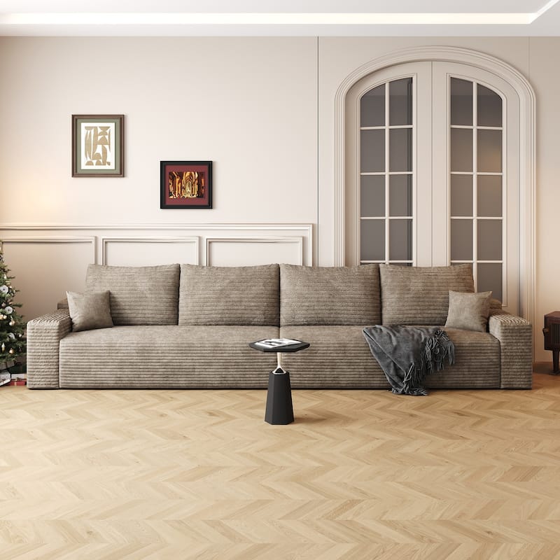 140-in Casual Camel 4 -seater Reclining Sectional - 8' x 10' - Symmetrical