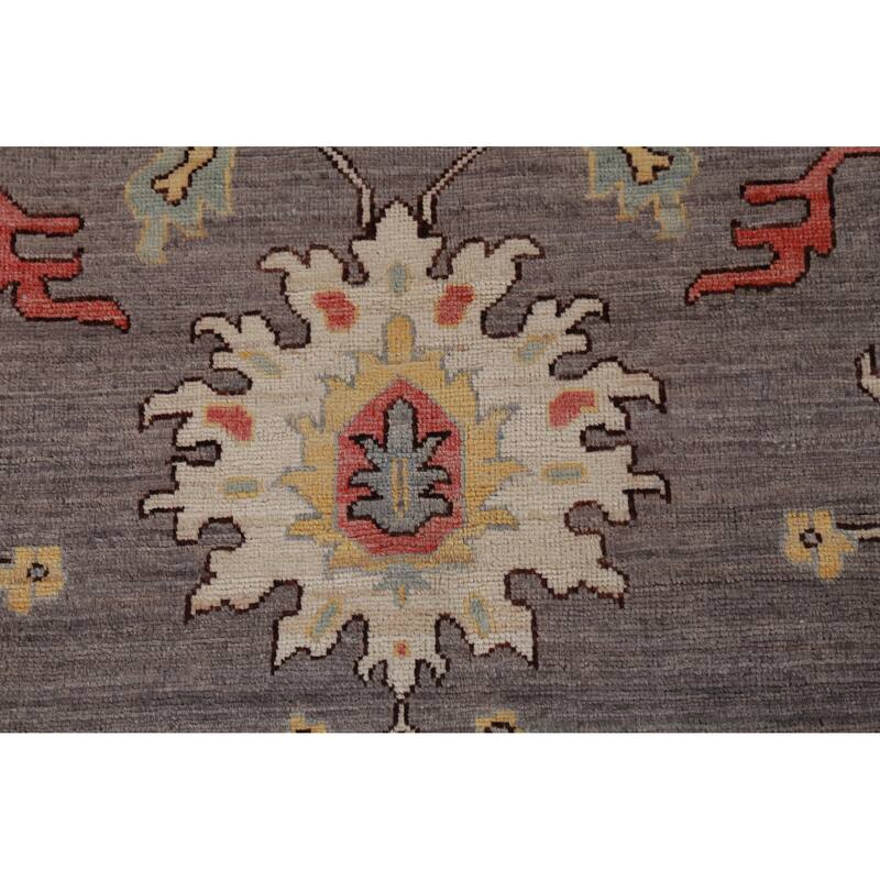 Hand Knotted Oriental 100% Wool Carpet Transitional All-Over Greys & Charcoal Oushak Area Rug - 13' 9'' X 10' 1''