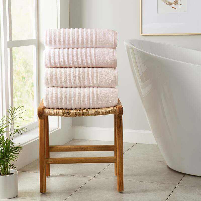 Linery & Co. Combed Cotton Bath Towel Set - Bath Towel (Pack of 4) - Blush