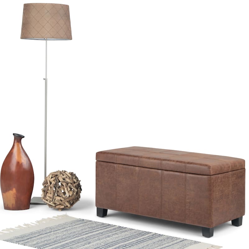 WYNDENHALL Lancaster 36 inch Wide Contemporary Rectangle Storage Ottoman - Distressed Umber Brown