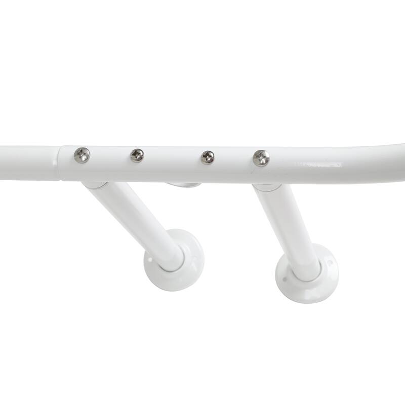 Utopia Alley Rustproof Wall Mounted Aluminum Hoop Shower Rod With Ceiling Support for Clawfoot Tub, 46 * 22 in, White