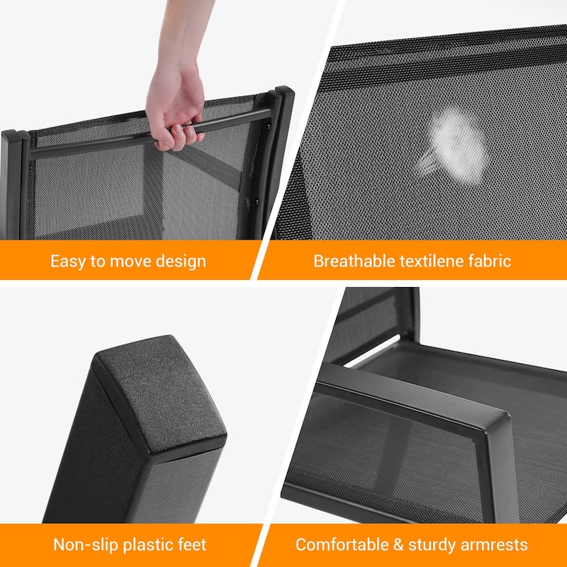 LIVOOSUN Patio 4pcs Textilene Conversation Set /w a Coffee Table