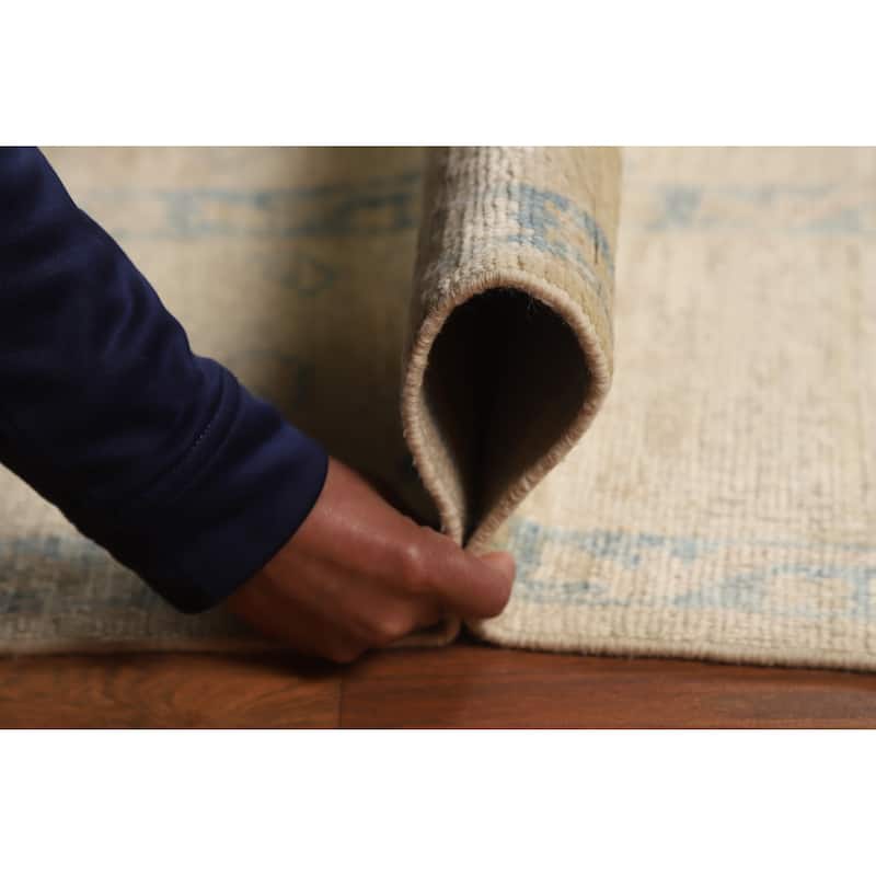 Yellow Floral Oushak Turkish Area Rug Hand-Knotted Wool Carpet - 7'11"x 10'0"