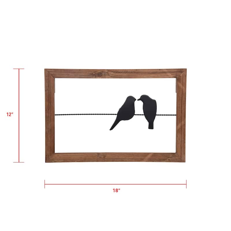 Foreside Home & Garden 18 x 12 inch Rustic Birds On A Wire Wood And Metal Wall Décor