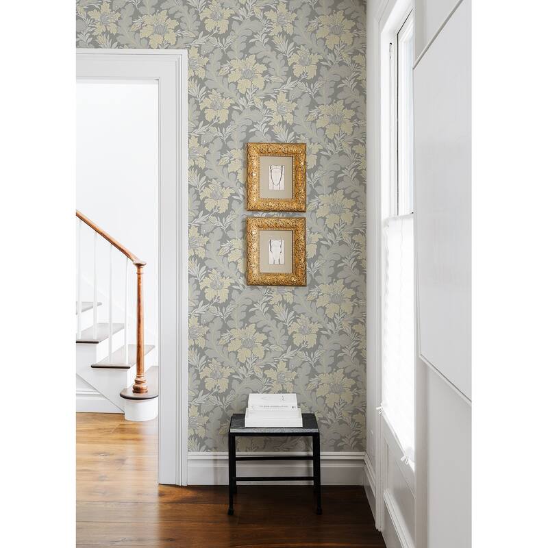 A-Street Prints Butterfield Light Grey Floral Wallpaper