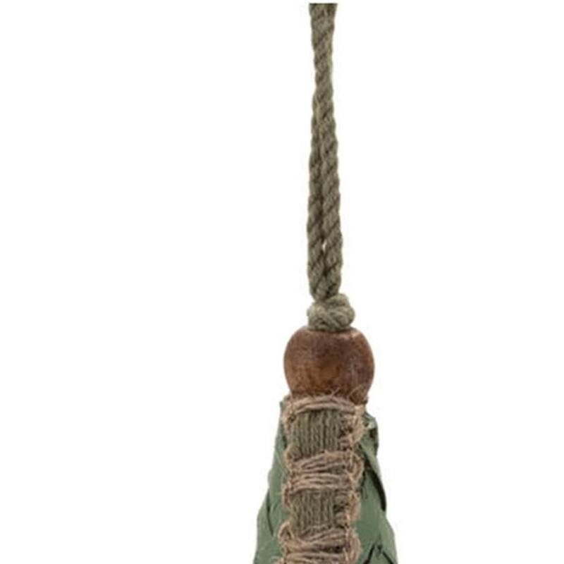 HomeRoots Set of Four Green And Natural Woven Bamboo Christmas Tree Shaped Ornaments