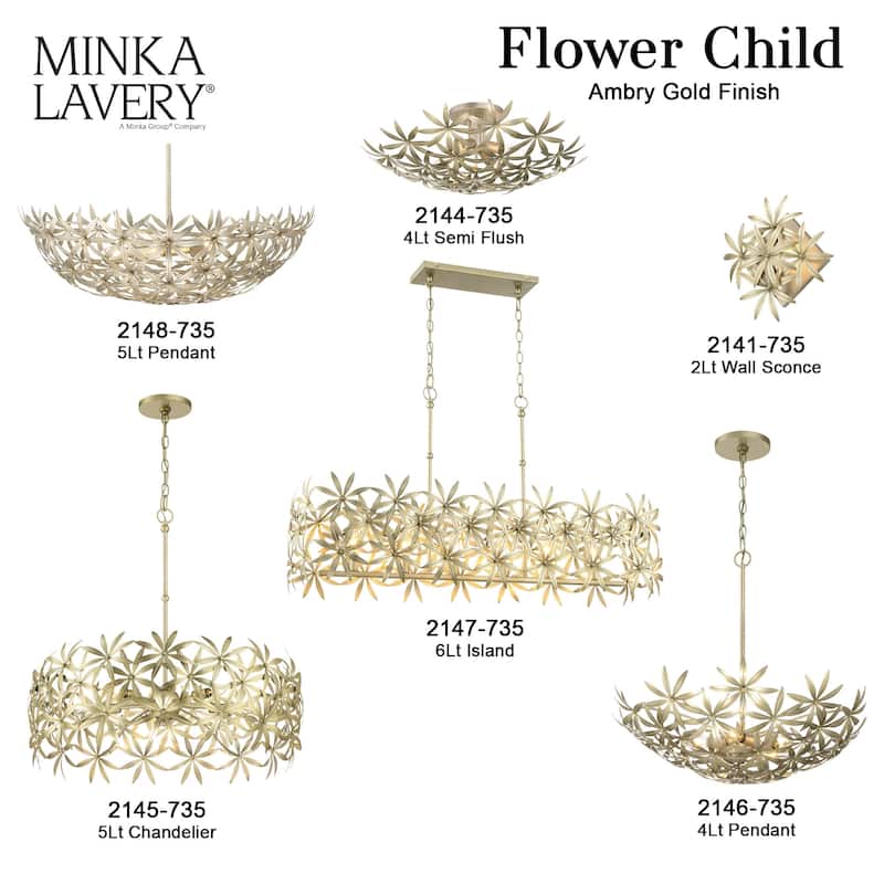 Minka Lavery 2145 Flower Child 5 Light 26" Wide Pendant