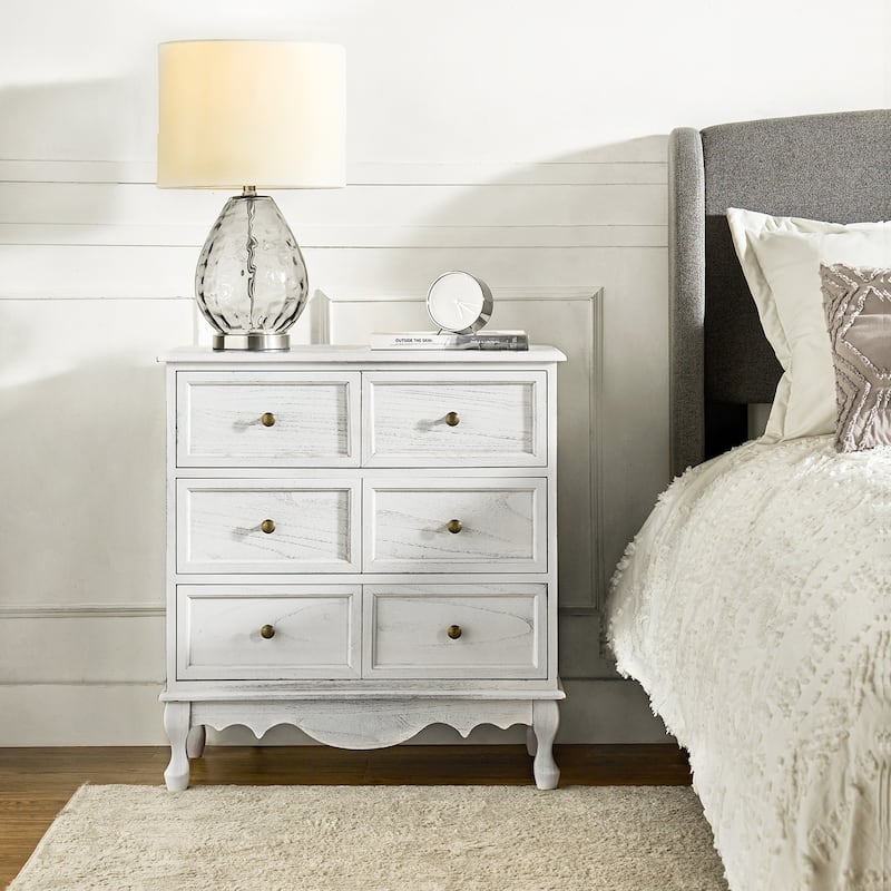 Pallantium Farmhouse 30"Tall Distressed 3-Drawer Nightstand With Solid Wood Legs and Adjustable Feet by HULALA HOME
