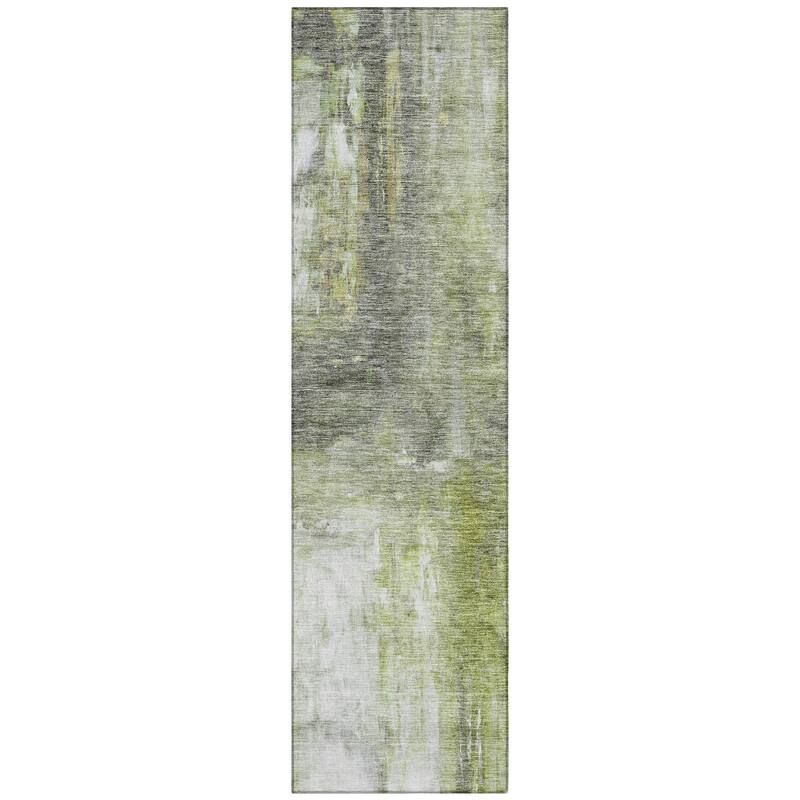 Machine Washable Indoor/ Outdoor Abstract Watercolor Chantille Rug