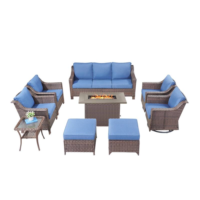 Outdoor Fire Table with Patio Funiture Set